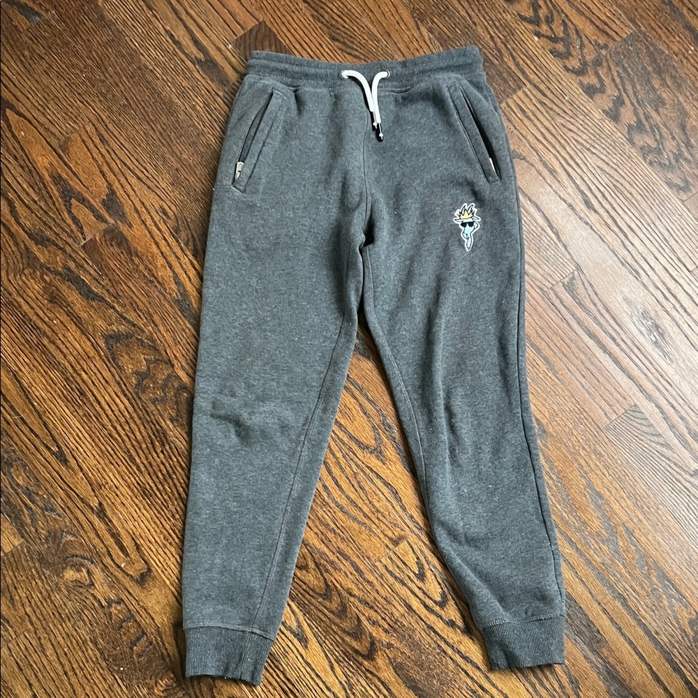 GOAT Kids Jogger Sweatpants - grey with light blue got logo- Large